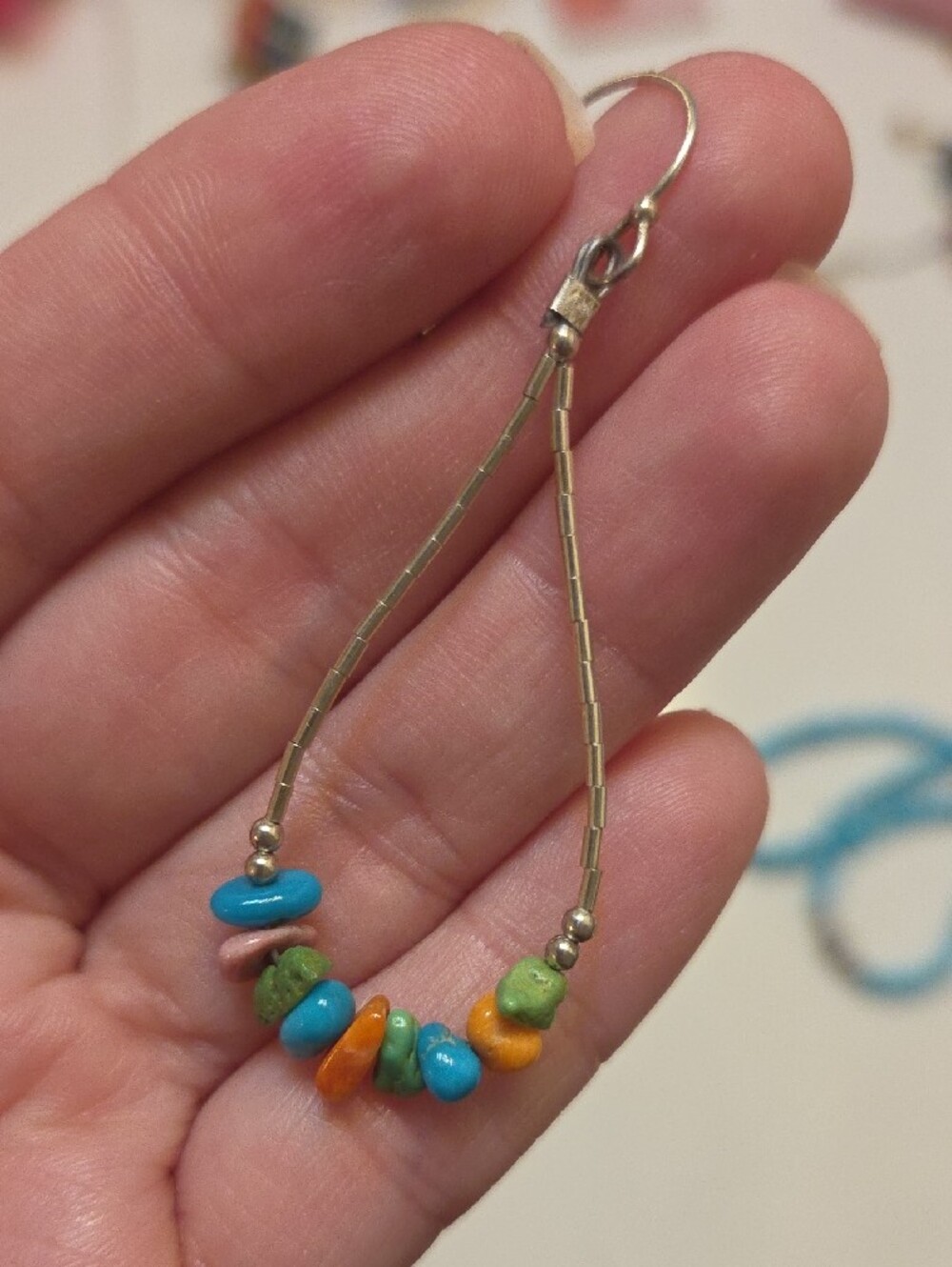Liquid Silver Multicolor Turquoise Teardrop Earrings - Women Jewelry
